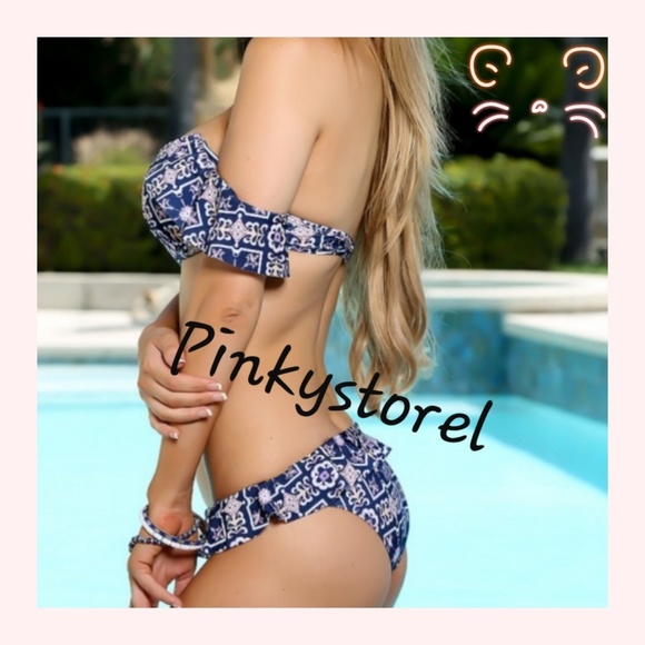 ❄Blue Ruffle ShoulderBikini❄ - Picture 3 of 6